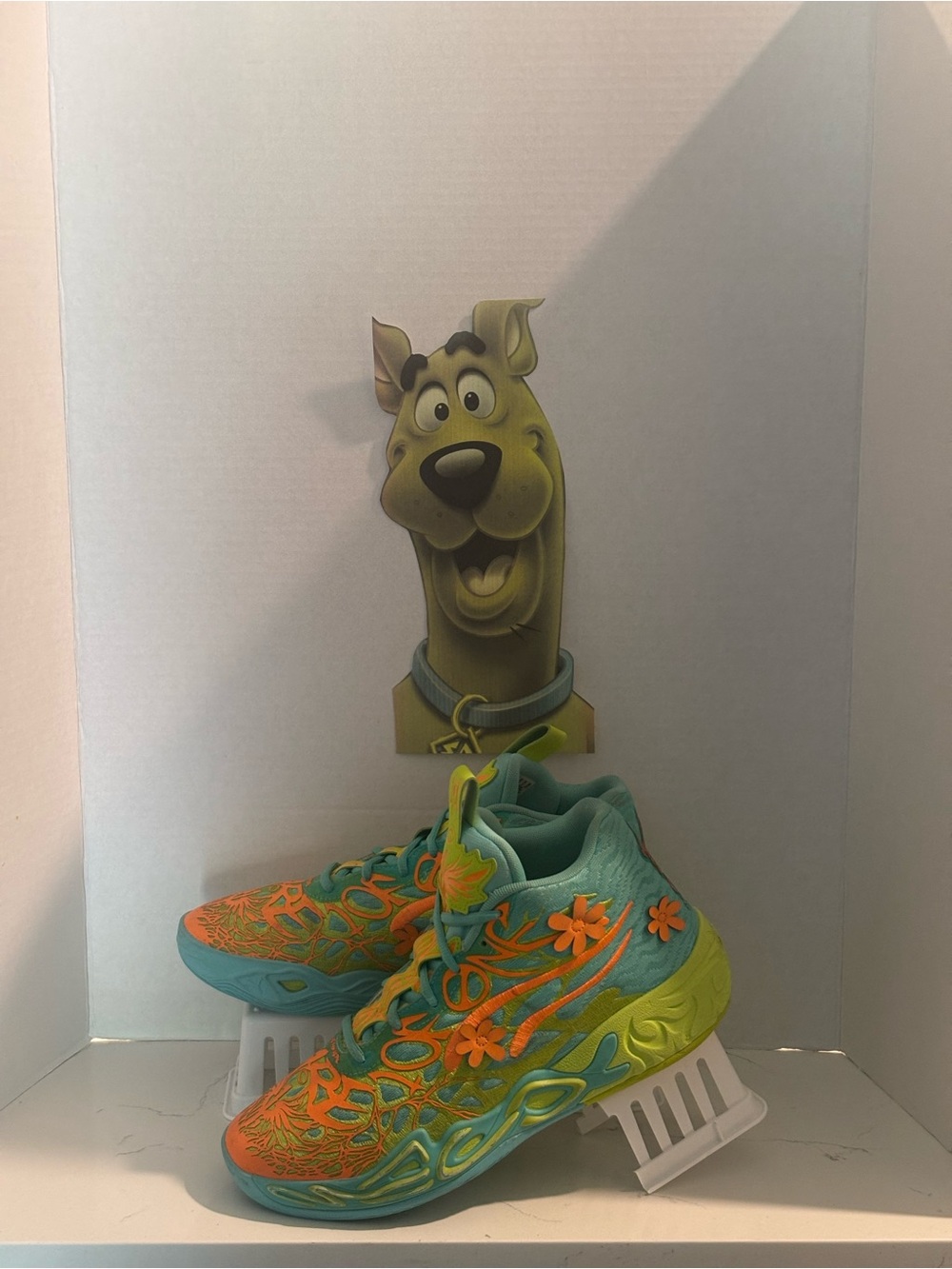 Puma Kids Floral Sneakers in Teal and Orange